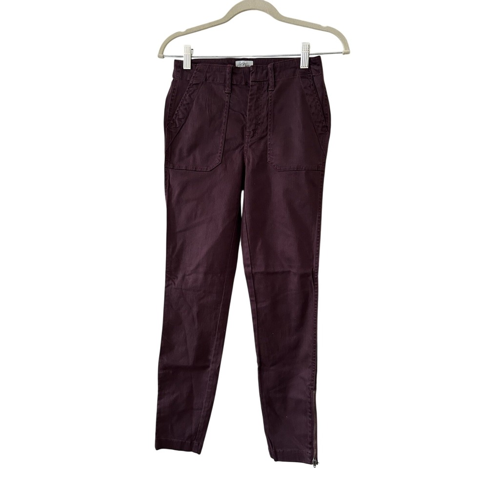 J.Crew Women Burgundy‎ Utility Slim Tapered Ankle Zip Pants Size 25 NEW